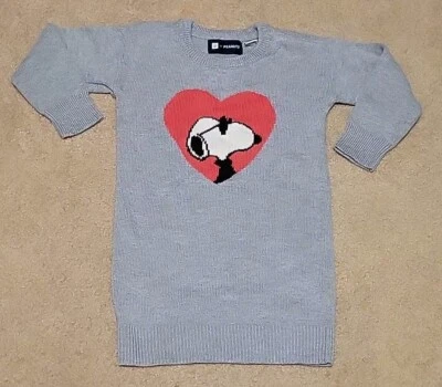 Gap Kids Snoopy Sweater Dress Joe Cool Heart Size 3 Yrs Valentine's Day Soft EUC - Image 1 of 4
