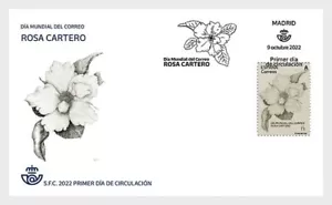 spain 2022 espagne World Post Day Rosa CARTERO Postman flower roses 1v FDC PJ - Picture 1 of 1