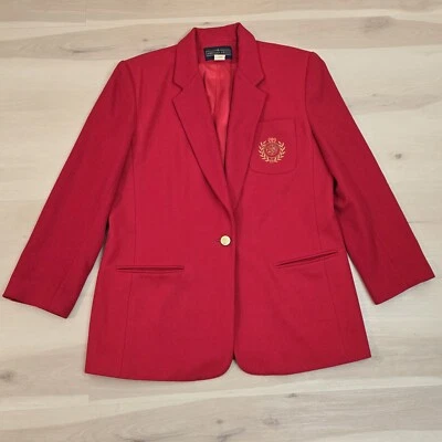 Blazer Herman Geist 100% Lana Rojo Carrera Oficina Mujer Un Botón Delantero Talla 10 Foto 1 de 4