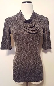 Deletta Anthropolgie Gray Heathered Shirt Cowl Neck Stretchy Sz S - Picture 1 of 7