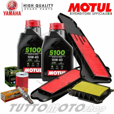 Kit Tagliando YAMAHA X-MAX 400 2013 -2020 /Olio MOTUL 5100-Candela-Filtri XMAX