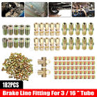 182 PCS BRAKE LINE FITTING CONNECTORS MALE KIT 2 3 WAY 10MM FOR 3/16'' TUBE US