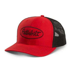 Peterbilt Truck Hat - Red Black Mesh Richardson 112 Cap Hat - Picture 1 of 1