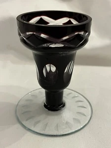 SUPERB BLACK/AMBER CRYSTAL CUT-TO-CLEAR CANDLESTICK CANDLE HOLDER.  Free Shipng - Picture 1 of 9