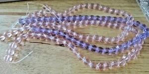 3 Strands (1 purple & 2 Light pink) 8mm Round Glass Beads 1mm hole for stringing - Picture 1 of 4