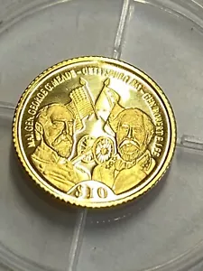2000 $10 Republic of Liberia Gold Coin Gettysburg 14k Solid In Capsule - Picture 1 of 2