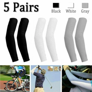 5 Pairs Cooling Arm Sleeves Outdoor Sport Basketball UV Sun Protection Arm Cover - Picture 1 of 12