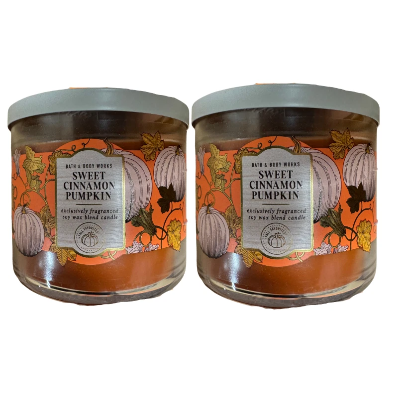 Paquete de 2 velas perfumadas Bath&Body Works dulce canela calabaza otoño 14,5 oz Foto 1 de 2