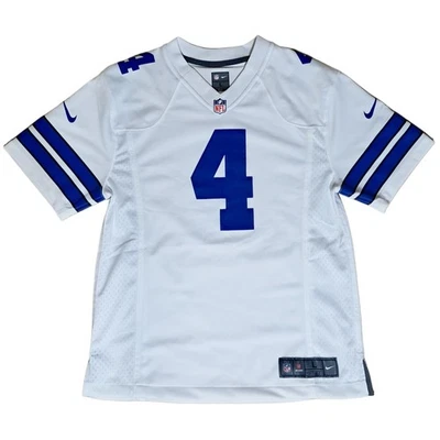 Dallas Cowboys Dak Prescott #4 Nike On-Field NFL Jersey Youth L White Blue - Image 1 of 4