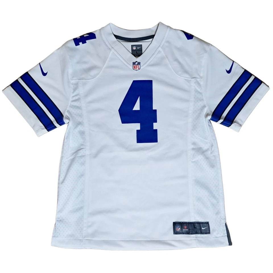 Dallas Cowboys Dak Prescott #4 Nike On-Field NFL Jersey Youth L White Blue - Image 1 of 4