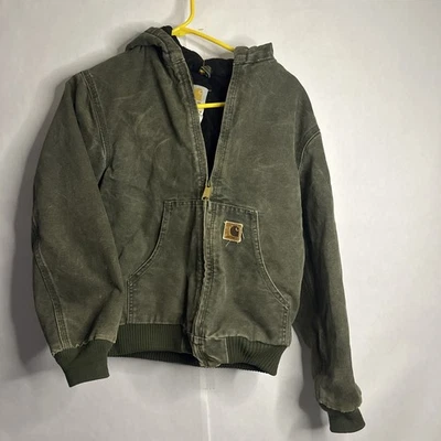 Carhartt Sandstone Jacket Quilt Lined Youth Large (10/12) YYJ130 MOS Moss Green - Image 1 of 4