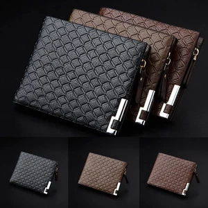 Portafoglio Uomo Lusso Con Zip Pelle Morbido Portafoglio Nero Marrone Porta Carte di Credito - Foto 1 di 12