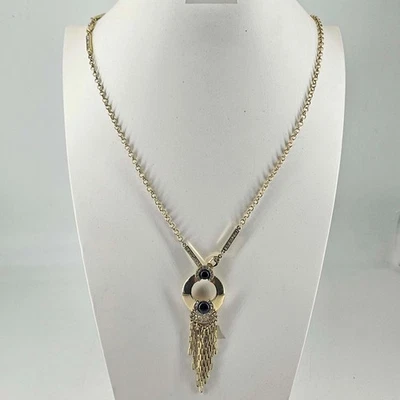 White House Black Market Art Deco Flapper style enamel crystal fringe Necklace - Image 1 of 4