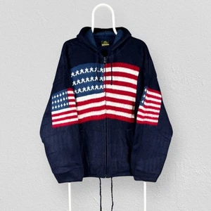 Vintage Tejidos Ruminahui durchgehender Reißverschluss Wolle Pullover Hoodie Jacke Herren Large - Bild 1 von 5