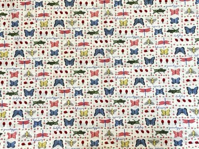 Tela de algodón Fabric Traditions 1996 mariposa, insectos, abeja, saltamontes, 3 yardas Foto 1 de 2