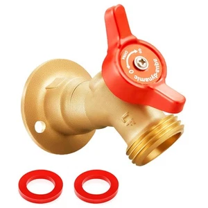 1 Pack Soild Brass,Quarter Turn Sillcock Hose Bibb Outdoor Faucet with Flange... - Picture 1 of 4