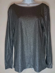 J Crew Painter Tee Women's Long Sleeves Glitter Grey Size L - Picture 1 of 7