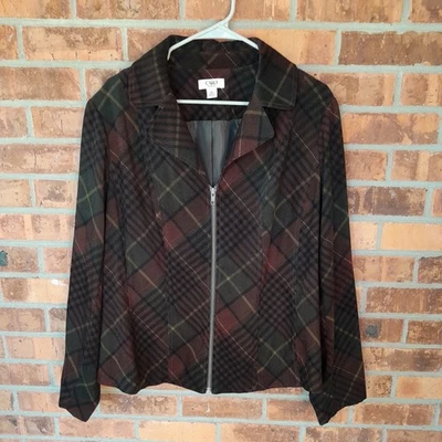 Chaqueta Blazer Cato Mujer Terciopelo Otoño Marrón Granate Verde Cremallera Completa Talla 18W  Foto 1 de 3