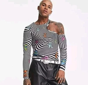 ASOS DESIGN Top Large muscle Fit Mesh Long Sleeve t-shirt Grateful Dead Print - Picture 1 of 14
