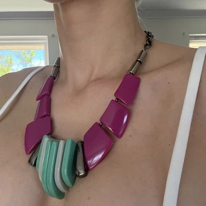 Vintage Geometric Resin Necklace – 59 cm Adjustable, 107 g, Statement Art Design - Picture 1 of 3