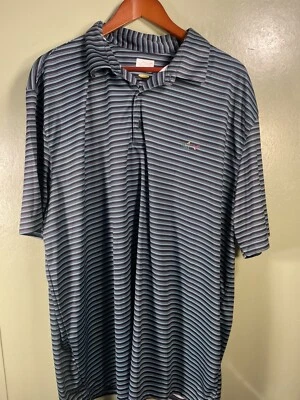 Camisa Polo GREG NORMAN PLAY DRY Para Hombre XXXL Rayas Negro Azul y Verde Azulado Usada en Excelente Condición Foto 1 de 4