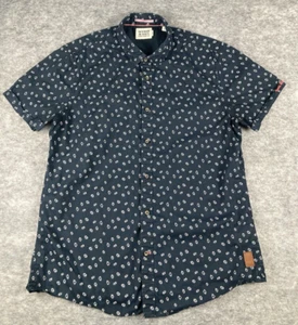 Scotch & Soda Mens XL Shirt Slim Fit Navy Blue Printed Poplin Casual Preppy - Picture 1 of 7
