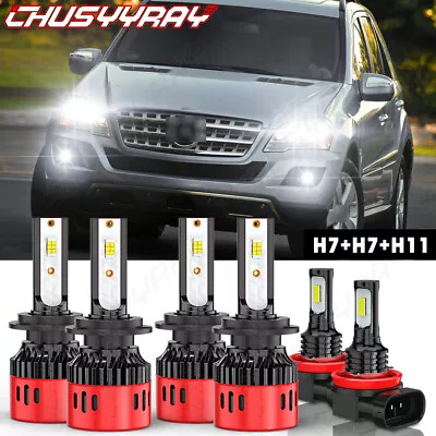 For Mercedes-Benz ML350 2008-2011 6x 6000K LED Hi/Lo Headlight Bulbs + Fog Light - Image 1 of 4