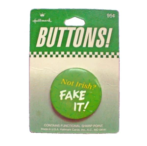 Hallmark 1.5" MINI PIN BOTÓN San Patricio Vintage NO IRLANDÉS FALSO 1988 .95 NUEVO - Imagen 1 de 3