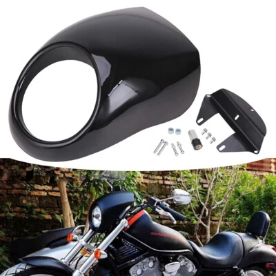 Headlight Fairing Mask Black 39mm Fits For Harley Sportster Dyna FX/XL 1973-2024 Foto 1 de 4