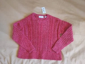 The Childrens Place Girls S Long Sleeve Crew Neck Crochet Sweater Red Nwt - Picture 1 of 7