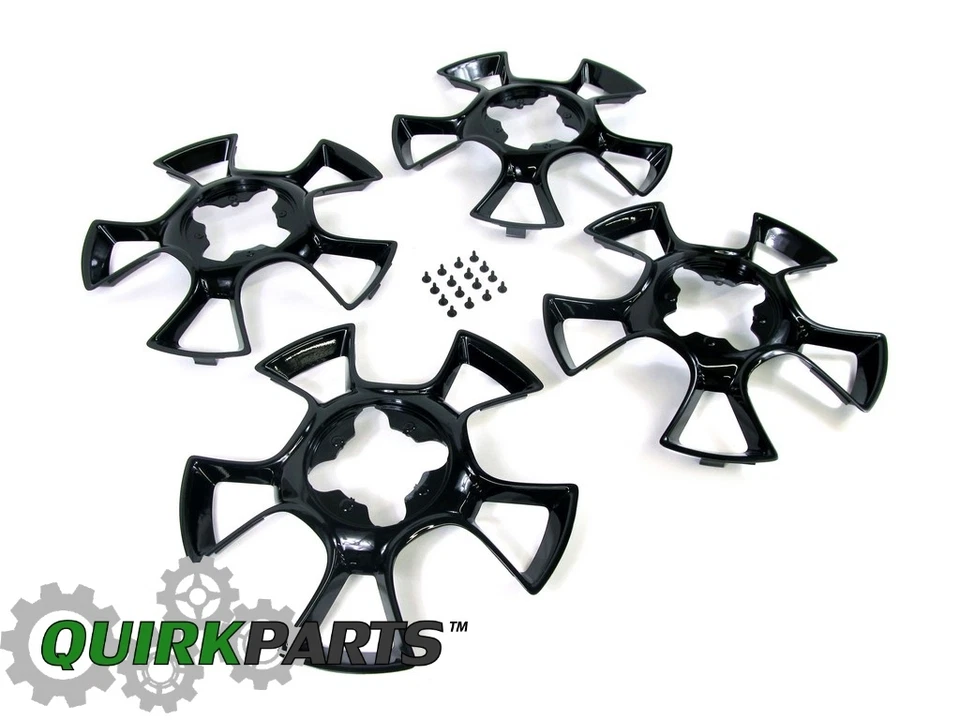 2012-2017 FIAT 500 SET OF 4 BLACK WHEEL INSERTS MOPAR GENUINE OEM NEW 82212494 - Image 1 of 4