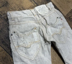 Replay & Sons Kids Jeans Pants Size 28 Kids Stretch Used White Wash Denim Linen - Picture 1 of 11