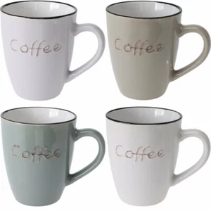 Keramik Kaffeebecher 350 ml – 3er Set – verschiedene Farben – „Coffee“ - Bild 1 von 9