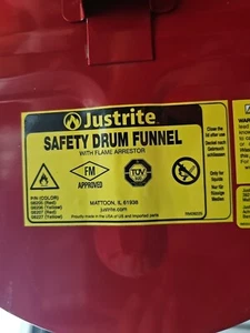 Justrite 08205 Safety Drum Funnel with Self Closing Cover - Picture 1 of 3