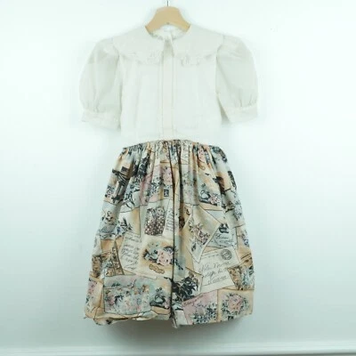 Vestido Vintage Niñas 8 Pascua Novedad Estampado Cottagecore Años 90 Fiesta Gato Victoriano Foto 1 de 4