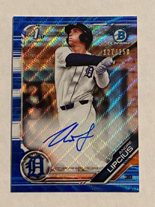 2019 Bowman Chrome Draft Andre Lipcius Blue Wave Refractor Auto 127/150