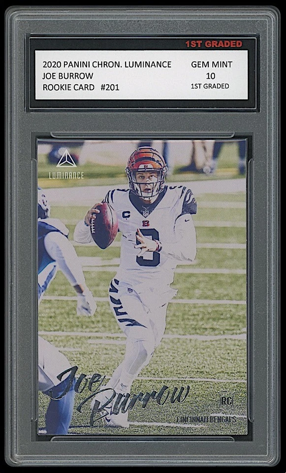Tarjeta de novato Joe Burrow 2020 Panini Luminance Cincinnati Bengals primer grado 10 Foto 1 de 1