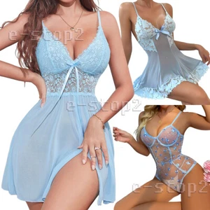 Sexy Lingerie Lace Dress Underwear Garter Belt Babydoll Sleepwear Bodysuit Gift - Picture 1 of 93