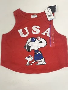 Snoopy Crop Top USA Tank Top Shirt - New With Tags (MSRP $14.99) Kids Size XL - Picture 1 of 1