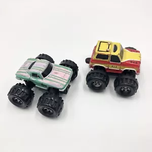 2 Micro Machines Monster Trucks Galoob Vintage 1980s Tuff Trax Bronco Corvette - Picture 1 of 4
