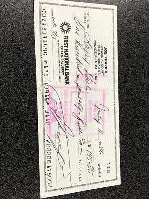 Подписанный чек Джо Фрейзера 1986 - Изображение 1 из 2