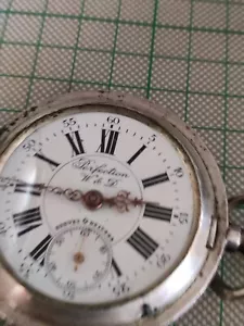 Rare Silver 56mm Weber & Dubois ‘La Perfection’ hunter pocet watch _553 - Imagen 1 de 9