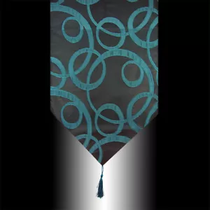 Luxury Turquoise Polyester Circles Decorative Tassels Wedding Table Runner Cloth - Picture 1 of 2