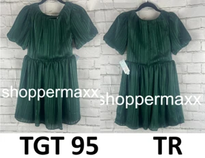 Girls' Short Sleeve Striped Dress - Cat & Jack, Forest Green, Large - Picture 1 of 8