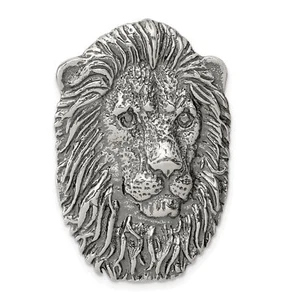Silver Antiqued Lion Head Pendant QC4087 - Picture 1 of 4
