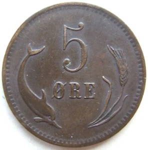 Münze Dänemark 5 Öre 1875 Christian IX in fast Vorzüglich - Picture 1 of 2