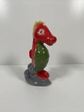 Hand Painted Glazed Ceramic Seahorse Sea Horse Ornament Red 5.5” Free Post