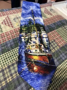 Ralph Marlin Lassen Collection Men's necktie impressions of Maui Studio Silks - Picture 1 of 6