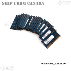 20GB (20X1GB) Elpida Laptop Memory 1Rx8 PC3-8500S DDR3-1066 EBJ10UE8BDS0-AE-F - Imagen 1 de 2