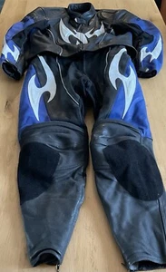 Hein Gericke Two Piece Leathers. Zip Together. Tribal. Black and Blue. 54 56. - Picture 1 of 22